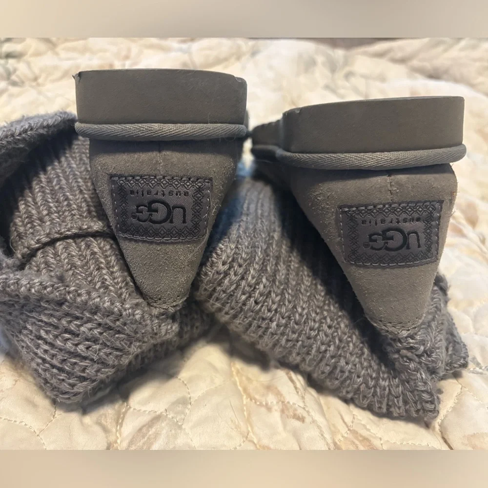 UGG Cardy Gray Sweater Button Boots - Picture 3 of 5